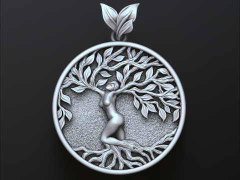 Girl Tree Of Life Pendant 3D print model 3Dプリントモデル