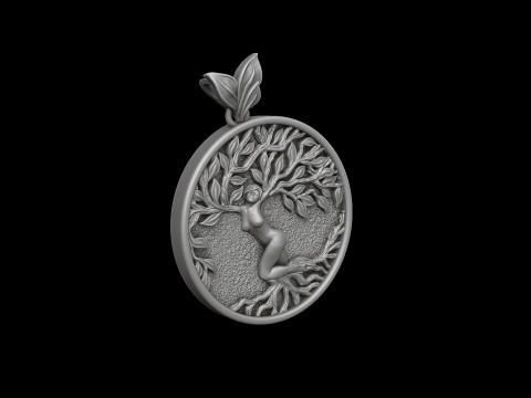 Girl Tree Of Life Pendant 3D print model 3D-printmodel