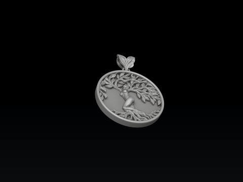Girl Tree Of Life Pendant 3D print model 3D-printmodel