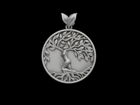 Girl Tree Of Life Pendant 3D print model 3D-printmodel