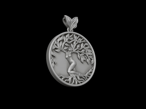 Girl Tree Of Life Pendant 3D print model 3D-printmodel