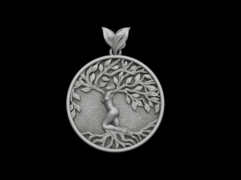 Girl Tree Of Life Pendant 3D print model 3D-printmodel