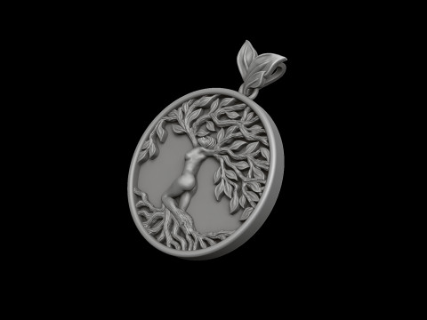 Girl Tree Of Life Pendant 3D print model 3D-printmodel