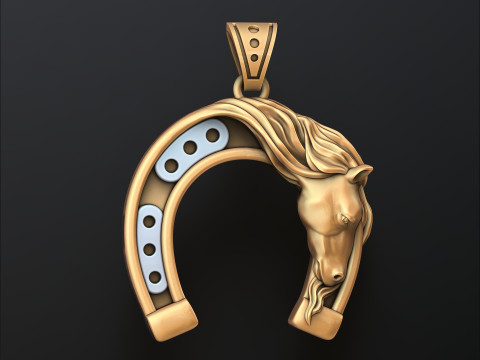 Horse Horseshoe Pendant 3D print model 3Dプリントモデル