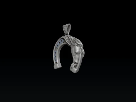 Modello di stampa 3D con ciondolo a ferro di cavallo cavallo Modello di stampa 3D