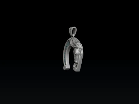 Modello di stampa 3D con ciondolo a ferro di cavallo cavallo Modello di stampa 3D