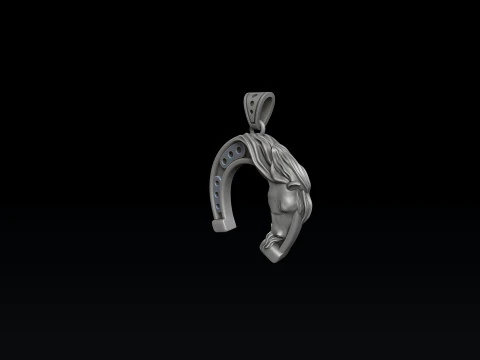 Modello di stampa 3D con ciondolo a ferro di cavallo cavallo Modello di stampa 3D