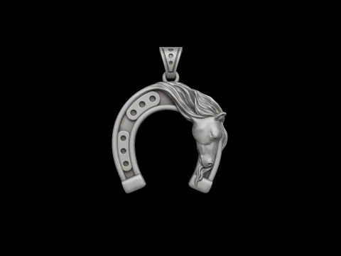 Modello di stampa 3D con ciondolo a ferro di cavallo cavallo Modello di stampa 3D