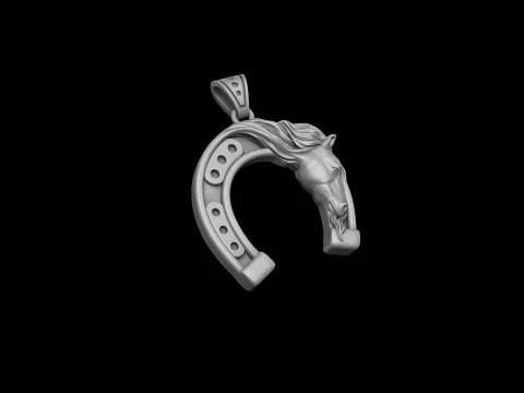 Modello di stampa 3D con ciondolo a ferro di cavallo cavallo Modello di stampa 3D