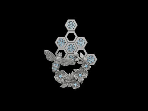 带宝石的蜂巢吊坠 3D 打印模型 3D 打印模型