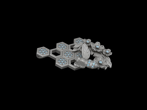 Bee Hive Pendant With Gems 3D print model Model Cetak 3D