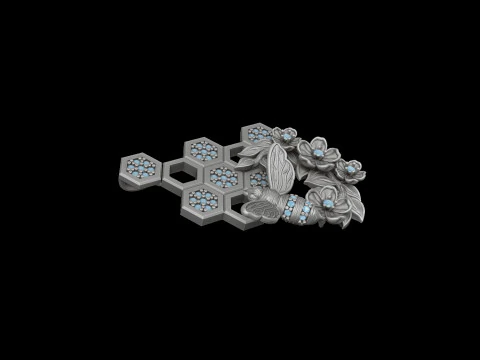 带宝石的蜂巢吊坠 3D 打印模型 3D 打印模型