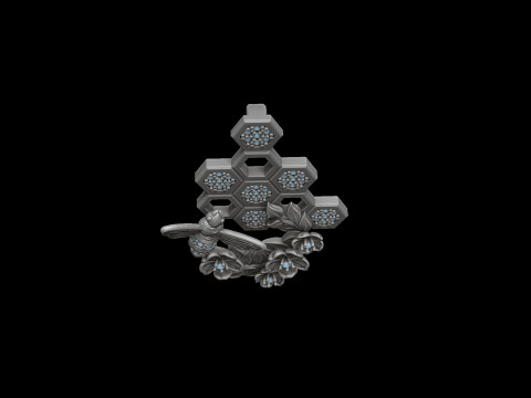 Bee Hive Pendant With Gems 3D print model Model Cetak 3D