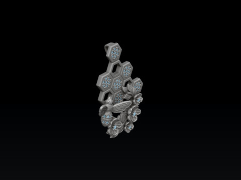Bee Hive Pendant With Gems 3D print model Model Cetak 3D