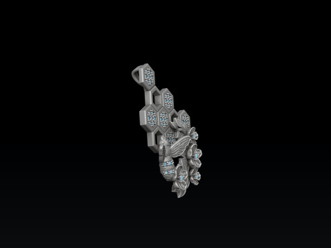 Bee Hive Pendant With Gems 3D print model Model Cetak 3D