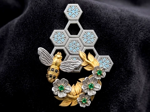 Bee Hive Pendant With Gems 3D print model 3D Print Model