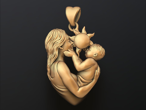 Mother Baby Pendant 3D print model 3Dプリントモデル