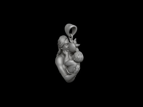 Mother Baby Pendant 3D print model 3D-Druckmodell