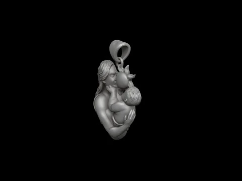 Mother Baby Pendant 3D print model 3D Print Model