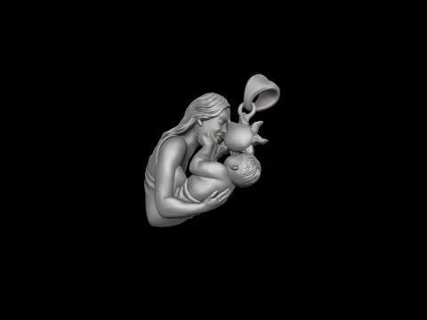 Mother Baby Pendant 3D print model 3D Print Model
