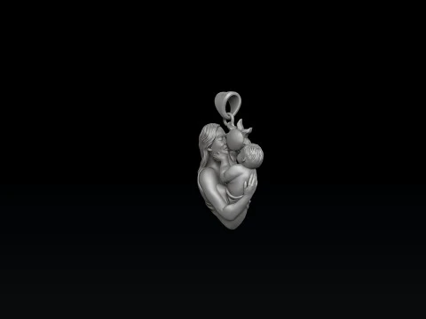 Mother Baby Pendant 3D print model 3D Print Model