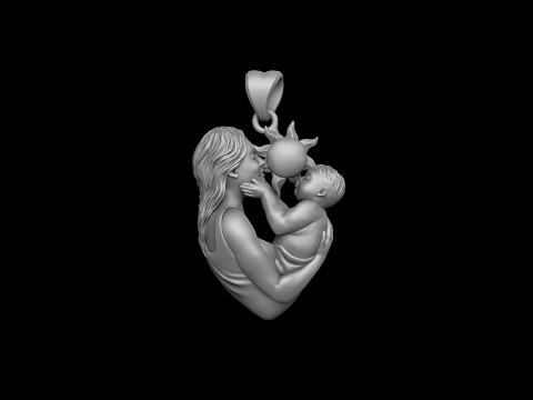 Mother Baby Pendant 3D print model 3D-Druckmodell