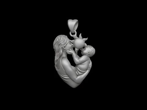 Mother Baby Pendant 3D print model 3D Print Model