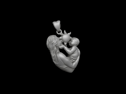Mother Baby Pendant 3D print model 3D-Druckmodell
