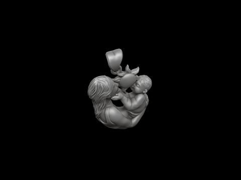 Mother Baby Pendant 3D print model 3D-Druckmodell