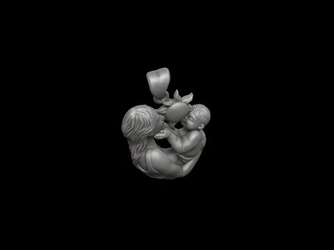 Mother Baby Pendant 3D print model 3D Print Model