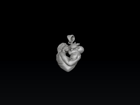 Mother Baby Pendant 3D print model 3D-Druckmodell
