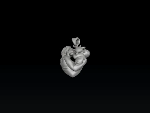 Mother Baby Pendant 3D print model 3D Print Model