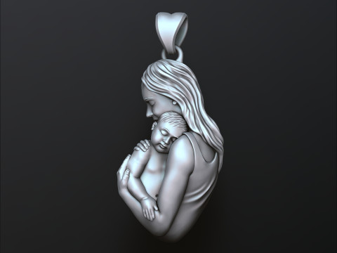 Mother Baby Pendant Version 2 3D print model 3Dプリントモデル