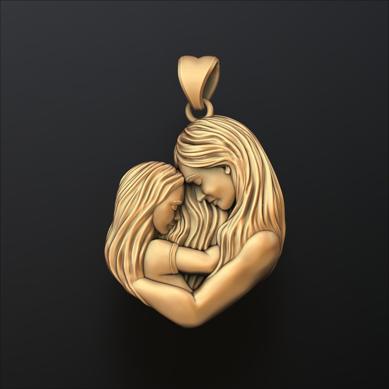 Mother Daughter Pendant 3D print model 3D Baskı Modeli .c4d .max .obj .3ds .fbx .stl .blend