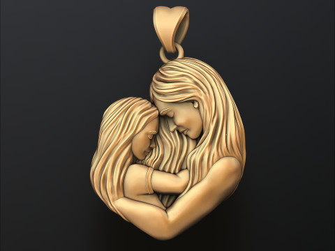 Mother Daughter Pendant 3D print model 3D Print Model