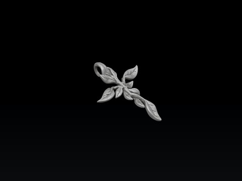 Tree Leaf Cross Pendant 3D print model 3Dプリントモデル