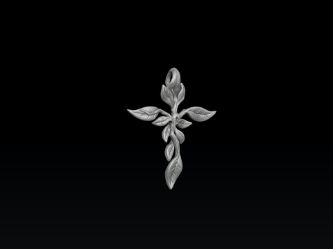 Tree Leaf Cross Pendant 3D print model 3Dプリントモデル