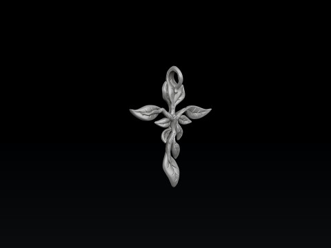 Tree Leaf Cross Pendant 3D print model 3Dプリントモデル