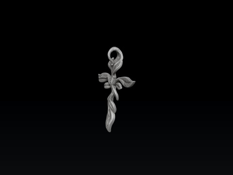 Tree Leaf Cross Pendant 3D print model 3Dプリントモデル