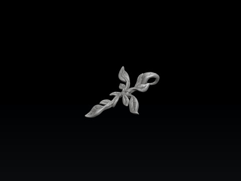 Tree Leaf Cross Pendant 3D print model 3Dプリントモデル