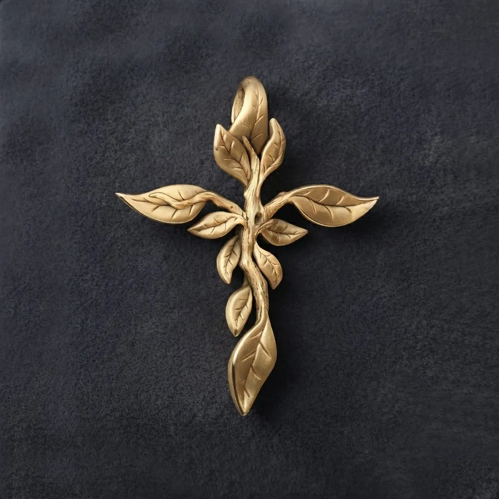 Tree Leaf Cross Pendant 3D print model 3D Print Model .c4d .max .obj .3ds .fbx .stl .blend