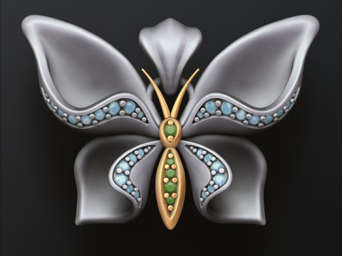 Butterfly Pendant With Gems 3D print model 3D Print Model