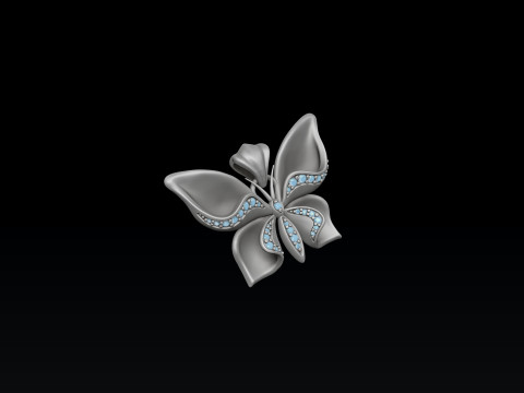 Butterfly Pendant With Gems 3D print model 3Dプリントモデル