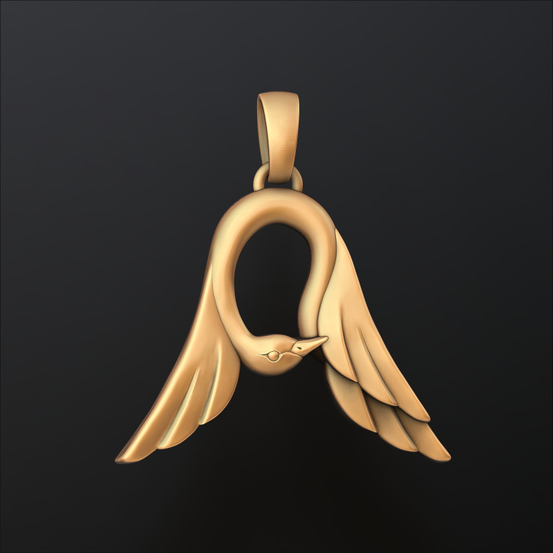 Bird Letter A Pendant 3D print model Model do druku 3D .c4d .max .obj .3ds .fbx .stl .blend