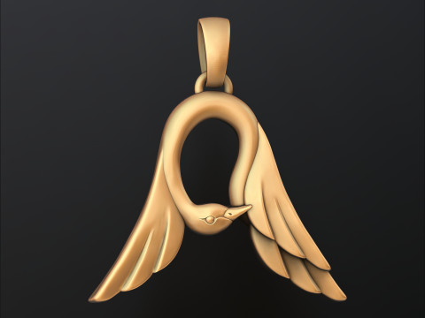Bird Letter A Pendant 3D print model 3Dプリントモデル