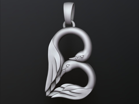 Bird Letter B Pendant 3D print model 3Dプリントモデル