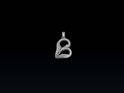 Bird Letter B Pendant 3D print model 3Dプリントモデル