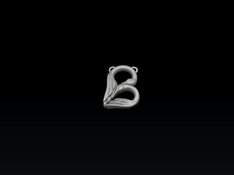 Bird Letter B Pendant 3D print model 3Dプリントモデル