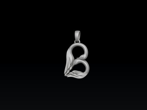 Bird Letter B Pendant 3D print model 3Dプリントモデル