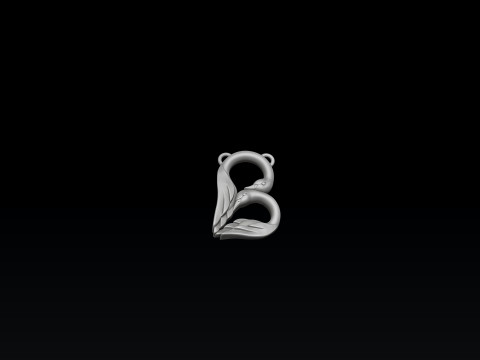 Bird Letter B Pendant 3D print model 3Dプリントモデル